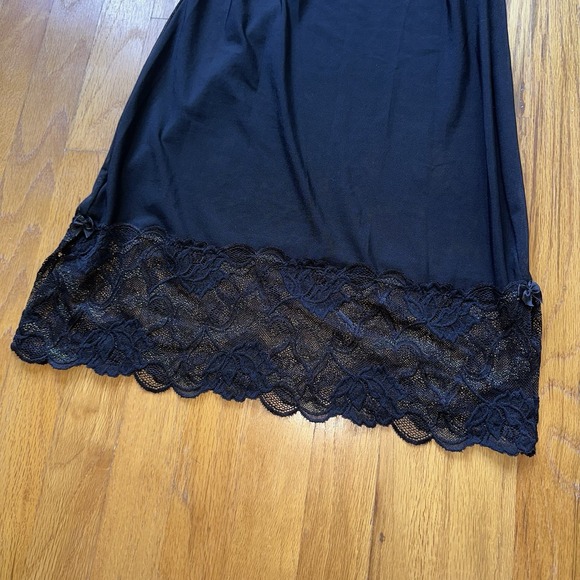 Vintage Lace Sheer Slip Dress Black Gold Whimsigoth Lingerie Camisole Tank S VTG - Picture 5 of 8